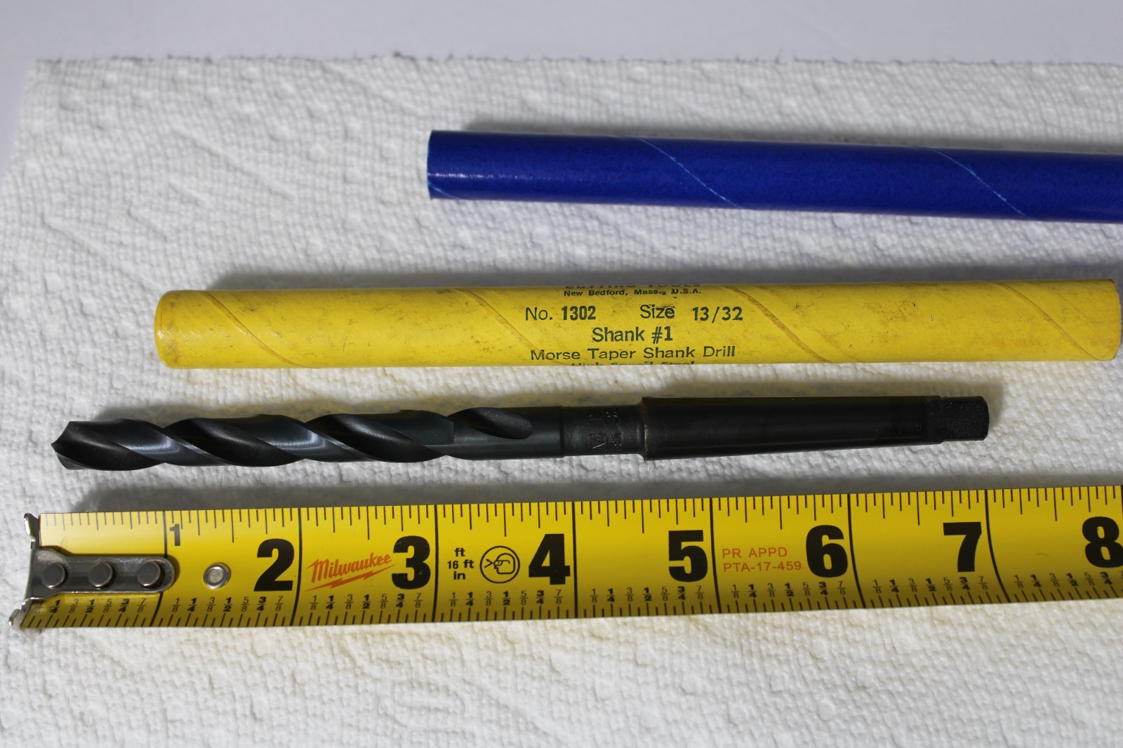 Vintage Drill Bit, Morse Cutting Tools, No. 1302, Size 13/32, Shank #1, Taper- B