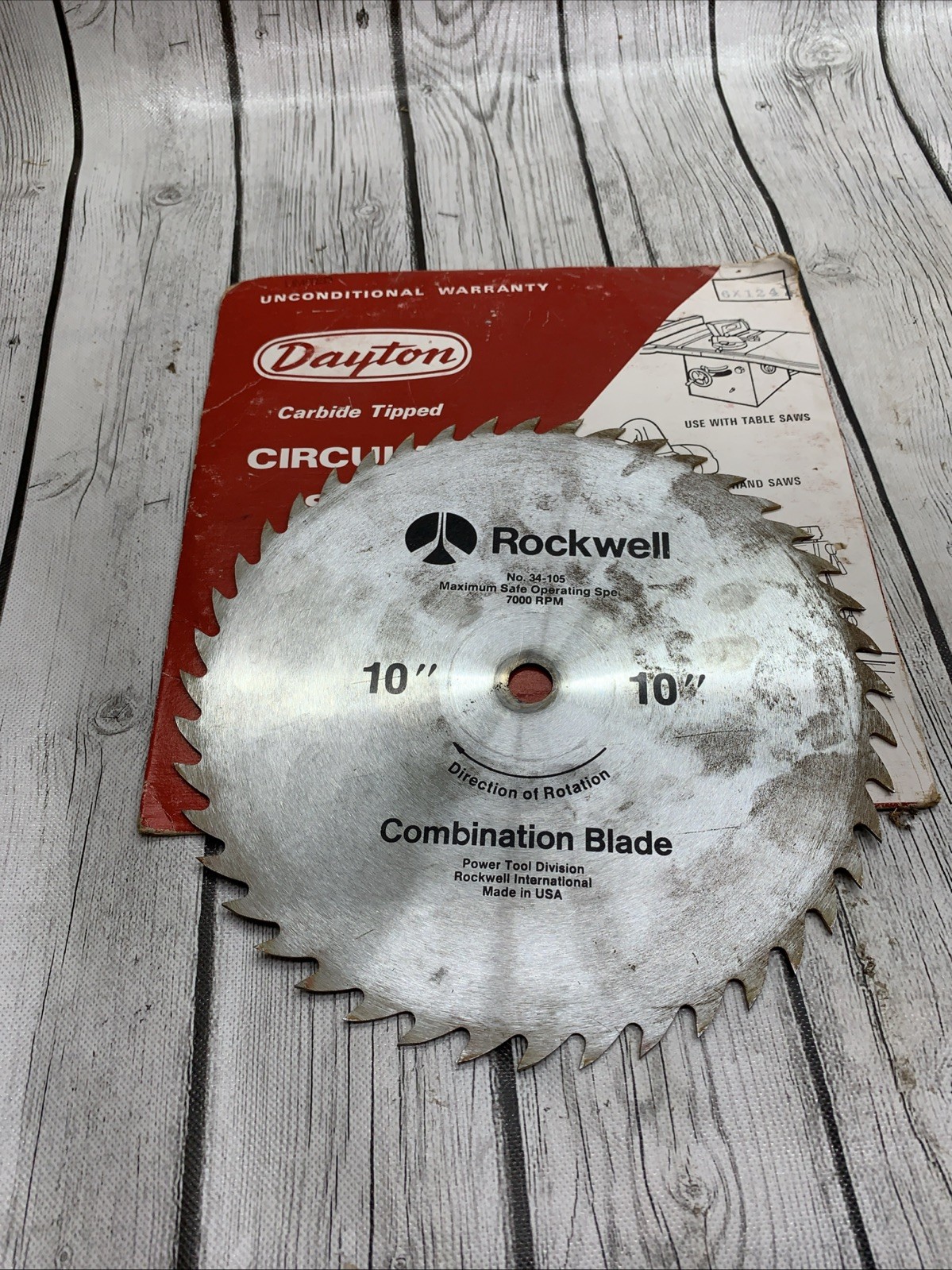 Rockwell No 33-105 7000 RPM Saw 10” Combination Blade