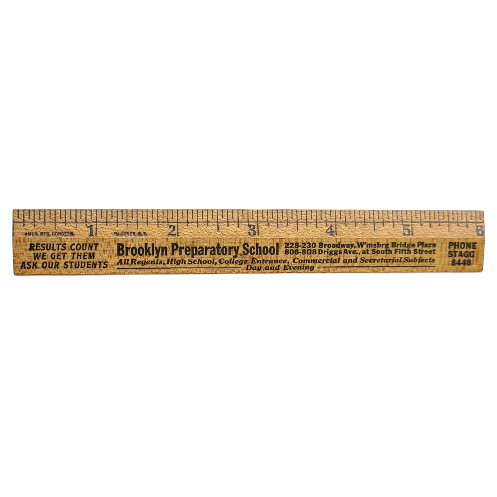 Vtg Brooklyn Preparatory School Ruler Advertising 1940s 1950s New York City NY
