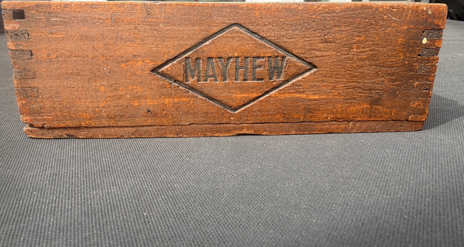 Vintage MAYHEW Cold Chisel Wooden Box with 24 Holes in Sliding Top