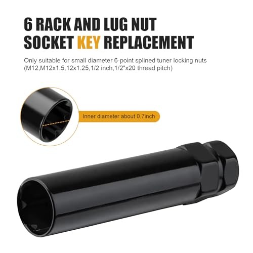Lug Nut Socket, Steel Spline Socket Set, 6 Spline Wheel Locks Nuts Key, Lug