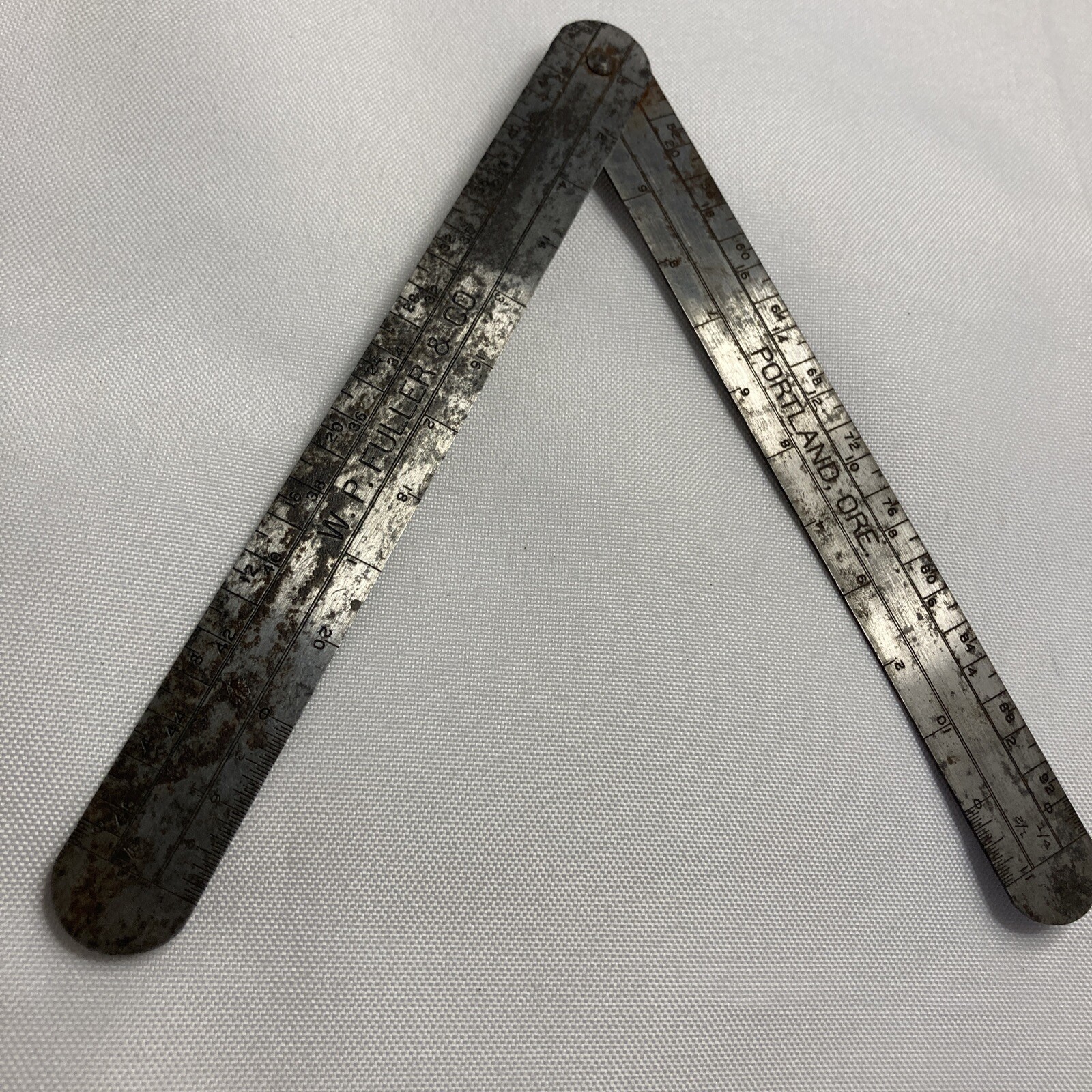 Vintage W.P. FULLER & CO Metal Ruler Portland Advertising Doors Windows USA!