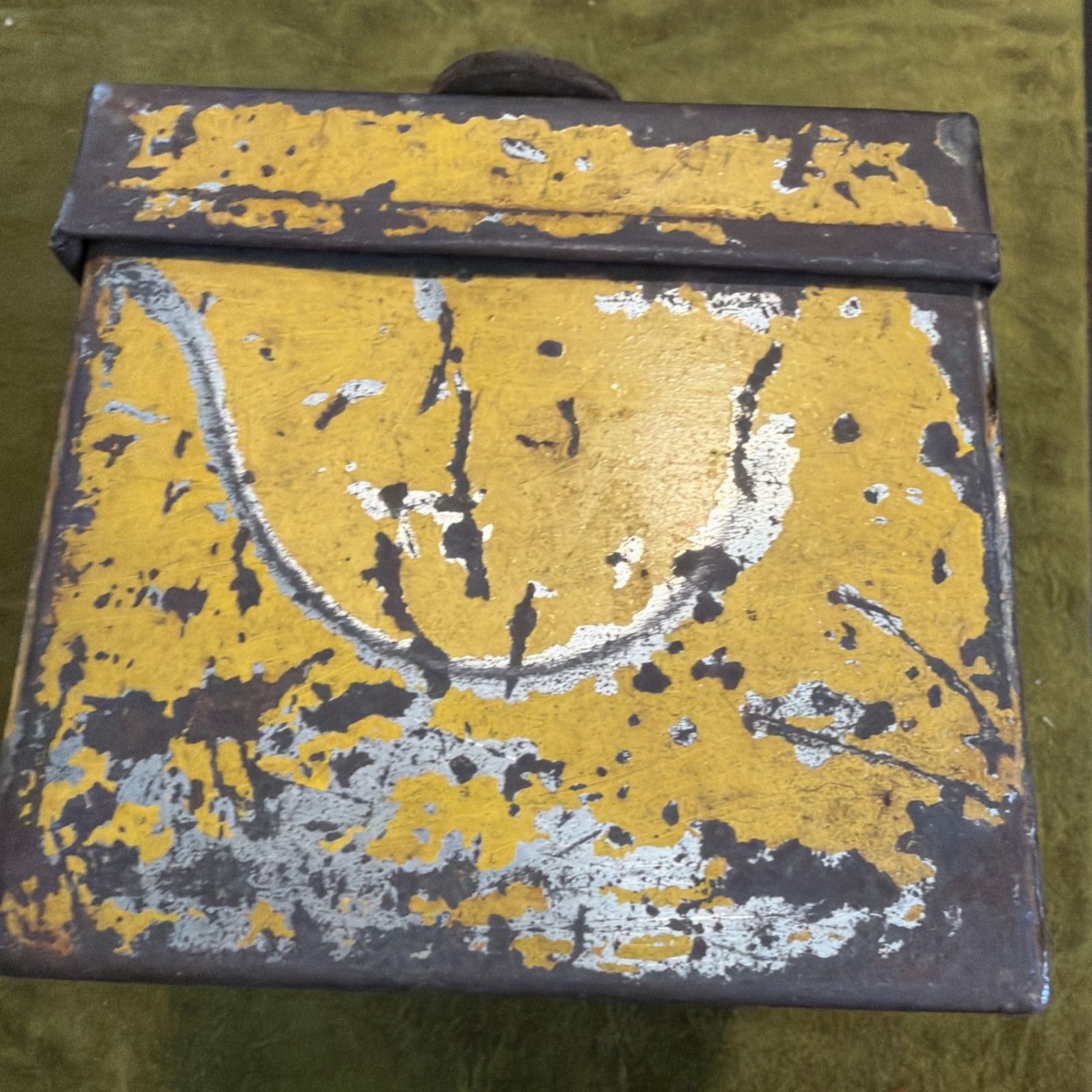Vintage Metal Box with a Latch and a Police Decal