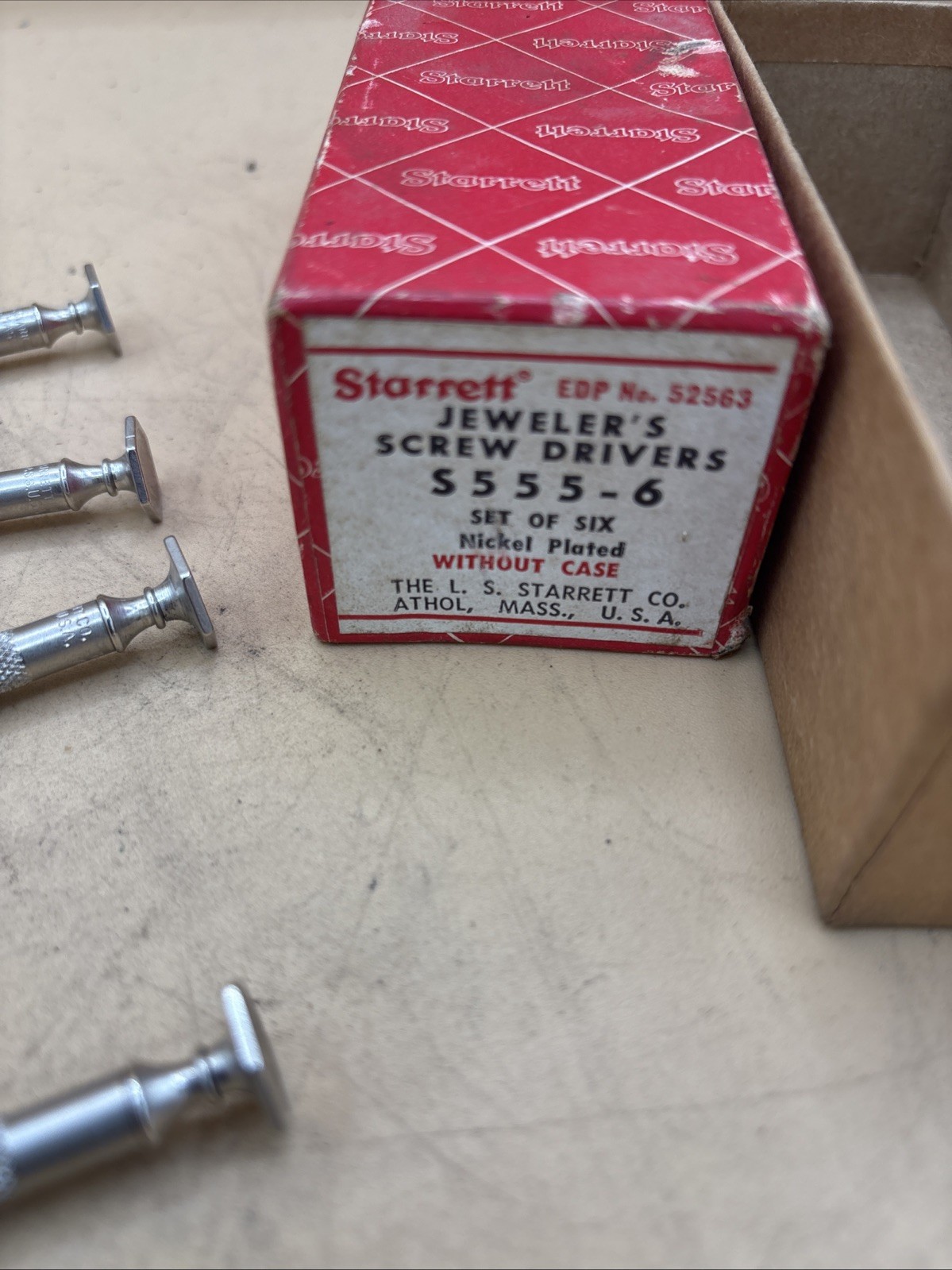 Vintage L. S. Starrett No. S555-6 Jewelers’ Screw Drivers Set of 5 ( 1 Missing)