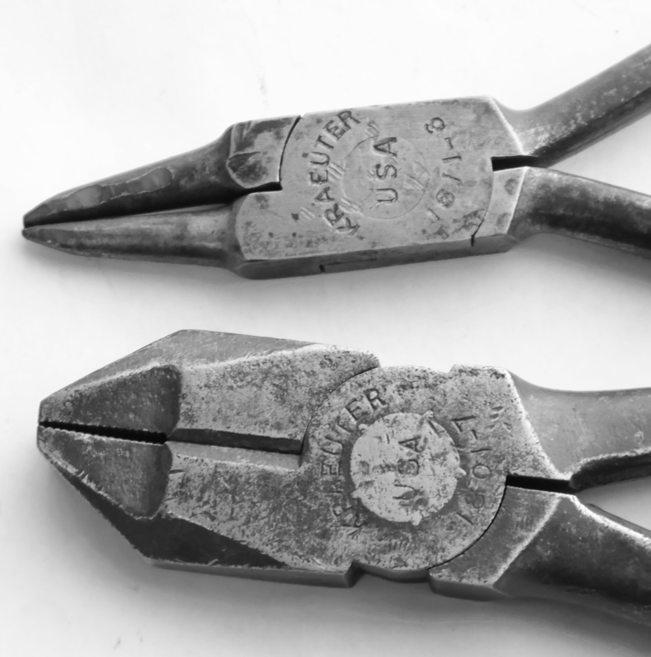 2 Pr. Kraeuter (USA) Pliers No. 1801-7 + No. 1611-6 / Vintage Hand Tools / MTT