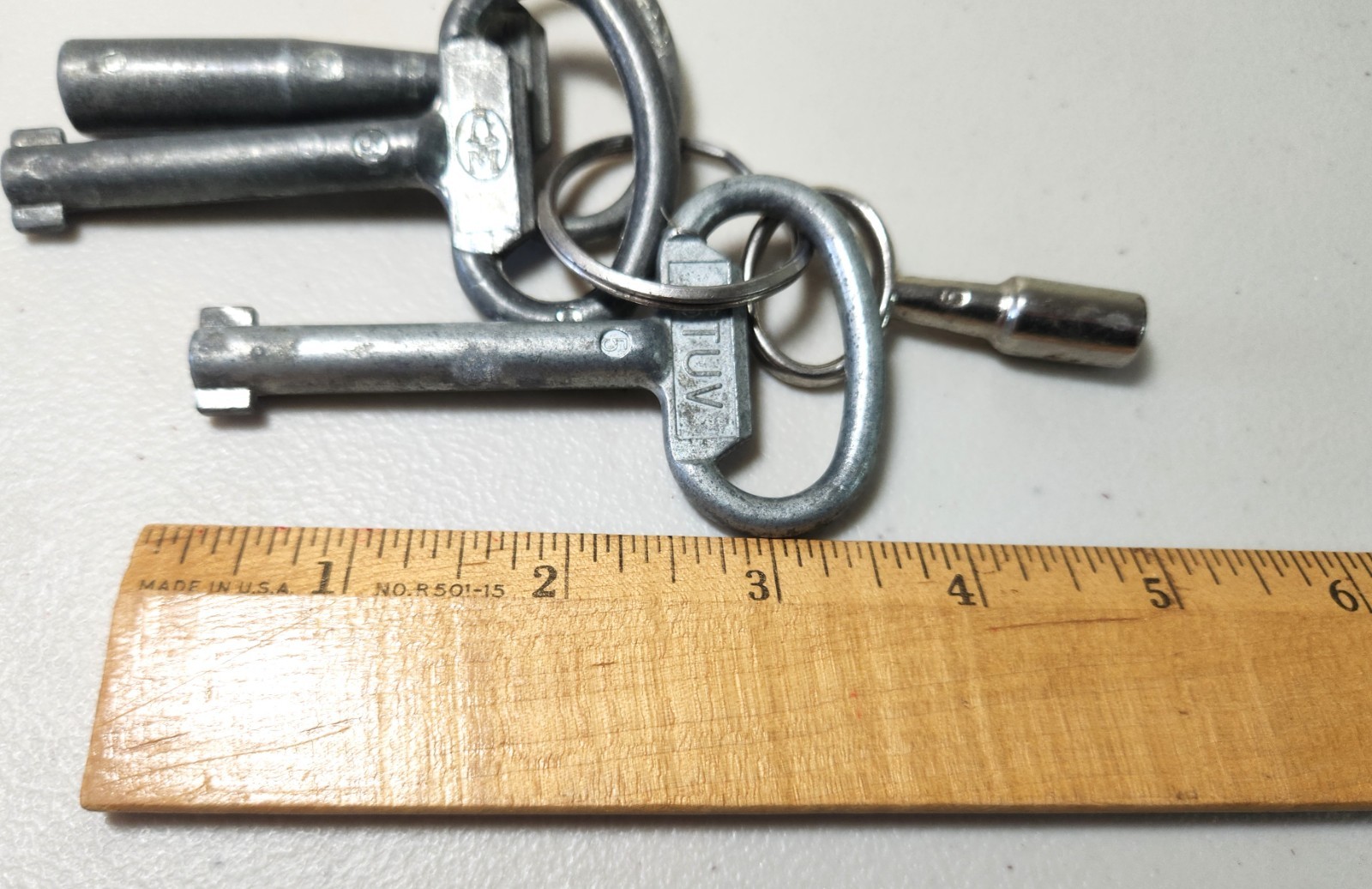 Vtg. Bell System M STUV Rixner… Old Large Skeleton Cabinet Door Key Set Square