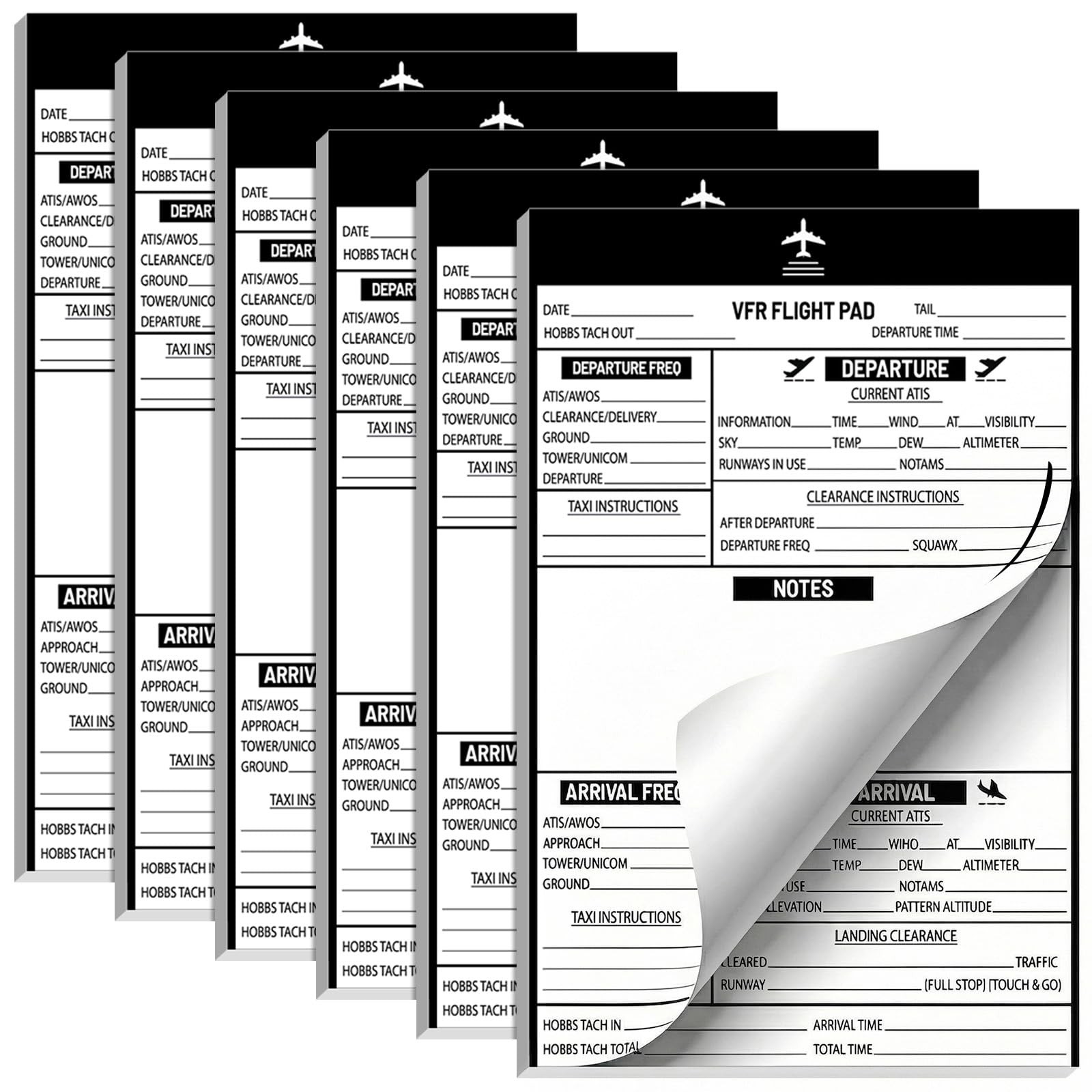gisgfim 6 Pads VFR Notepad for Pilot Kneeboard Pilot Logbook Professional Kne…