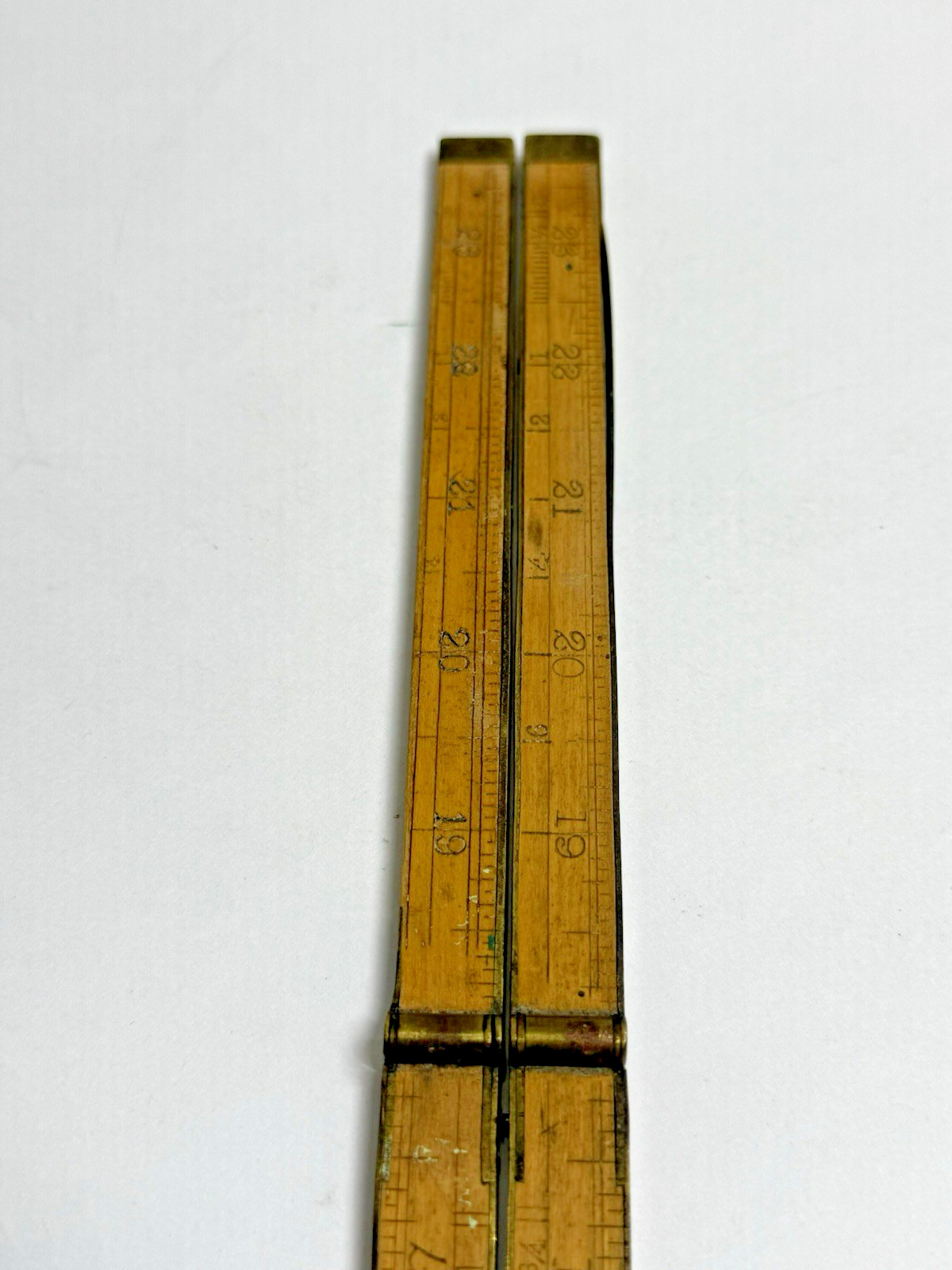 Antique UPSON Nut Co No 62 Boxwood Wood Brass Folding Carpenters Ruler 24″