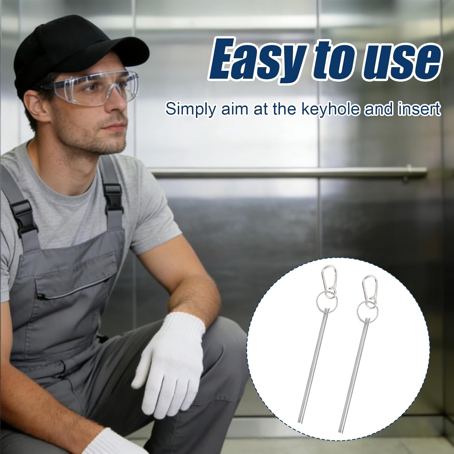 2Pcs Half Moon Elevator Door Key for Westinghouse & Schindler Elevators, Metal E