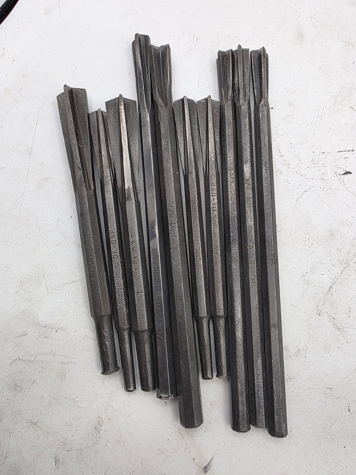 Vintage B&D VD Masonry Star Bits/Chisels, Set Of 10