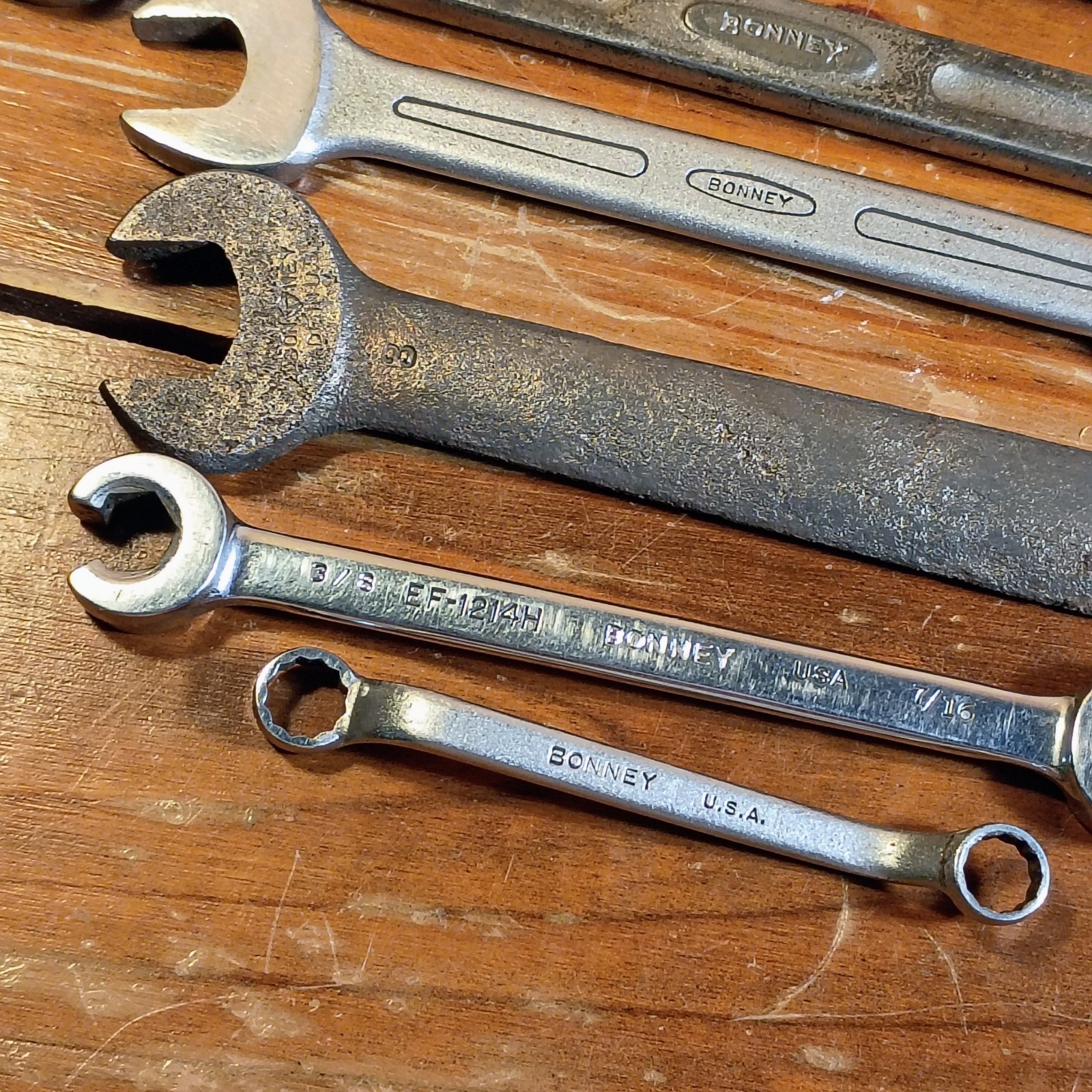 Lot Of 8 Vintage Bonney Made In USA Wrenches Open End Combination Double Box End