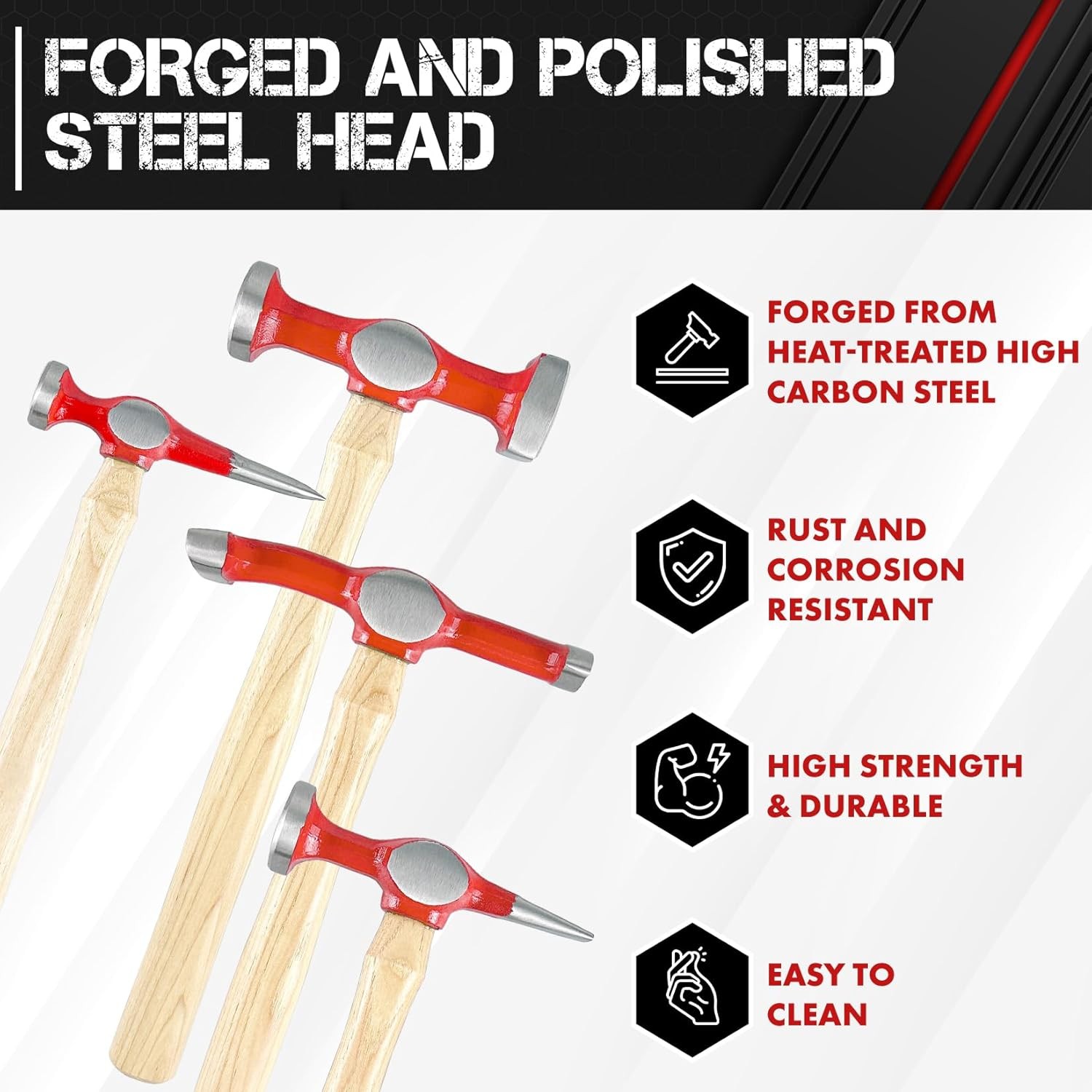 C&T 9Piece Heavy Auto Body Repair Tool Hammer Dolly Set,Car Body Repair Tool Kit