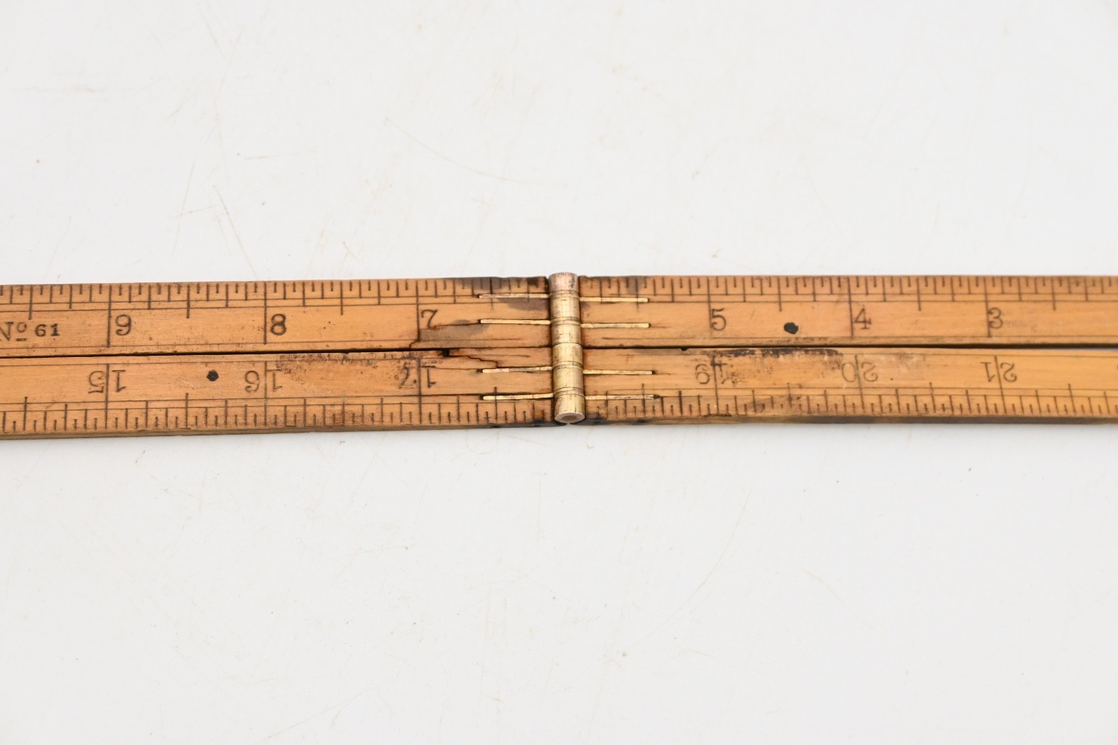 Vintage Stanley No. 61 Boxwood & Brass 24″ Folding Ruler Made In USA
