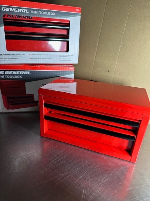 *NEW* U.S. GENERAL Mini Steel Toolbox, Red,*BRAND NEW IN THE BOX*
