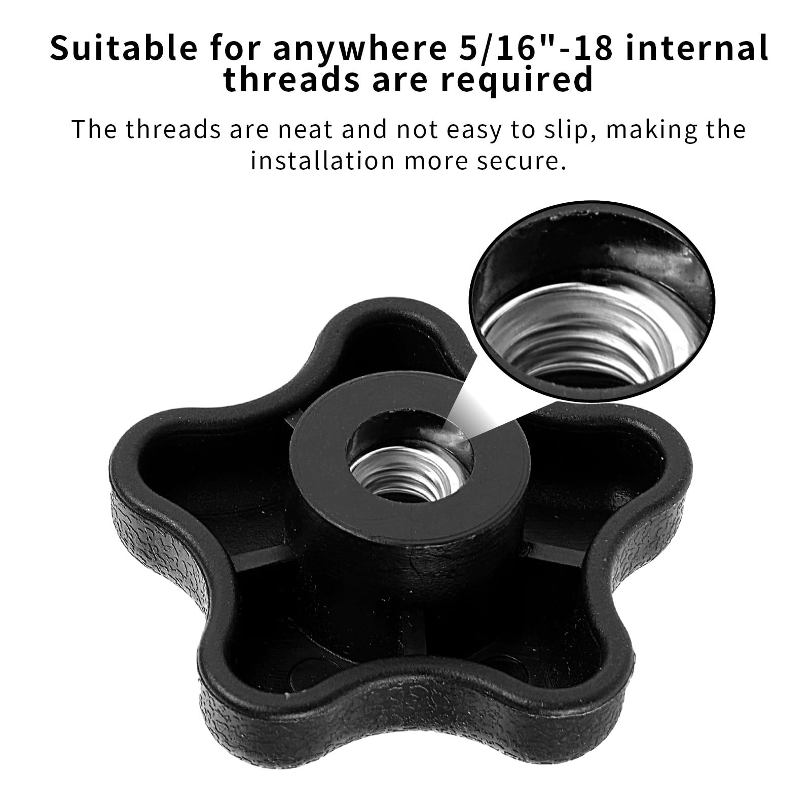 JIEYAO 10 Pcs 5/16″ 18 Female Thread T Track Bolts Jig Knobs, Plastic Black
