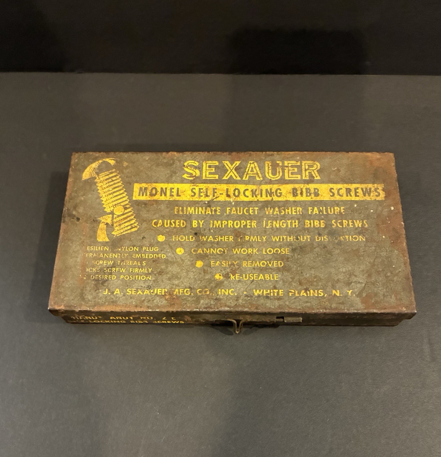 Vintage JA Sexauer MFC Co Handy Andy Locking Repair Metal Box
