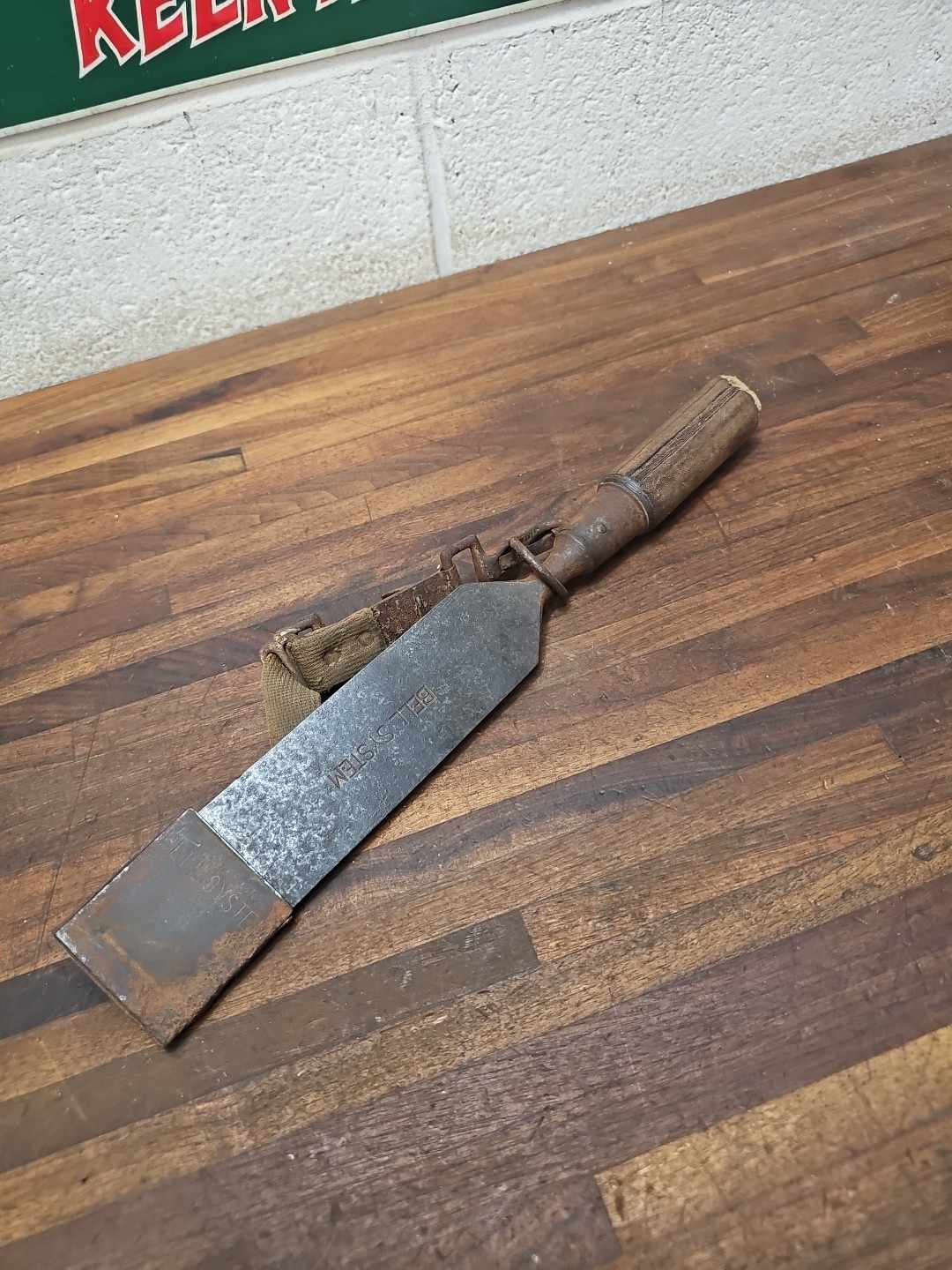 E8- Original Stanley 2″ “Bell System” Timber Slick Chisel w/ cover & belt hook