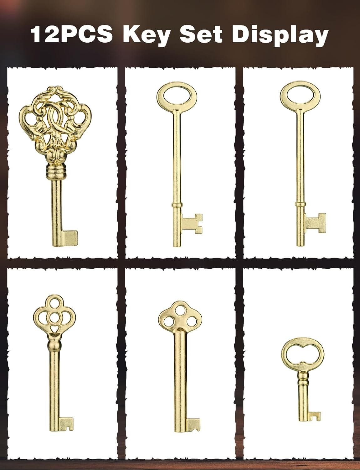 12pcs Skeleton Key Set | Universal Hollow Barrel Keys for Antique Cabinet Door