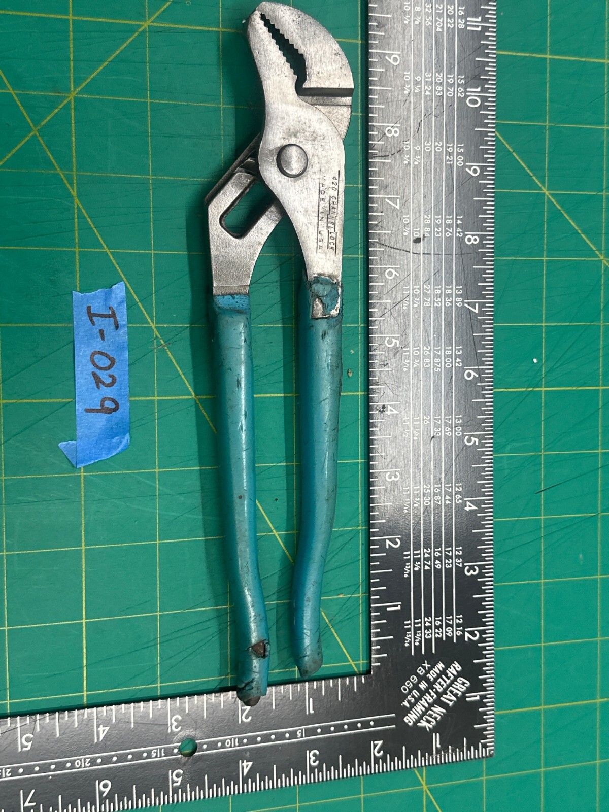 Vintage 10″ Channellock No.420 Slip Joint Pliers Blue Grip Tool, Made In USA
