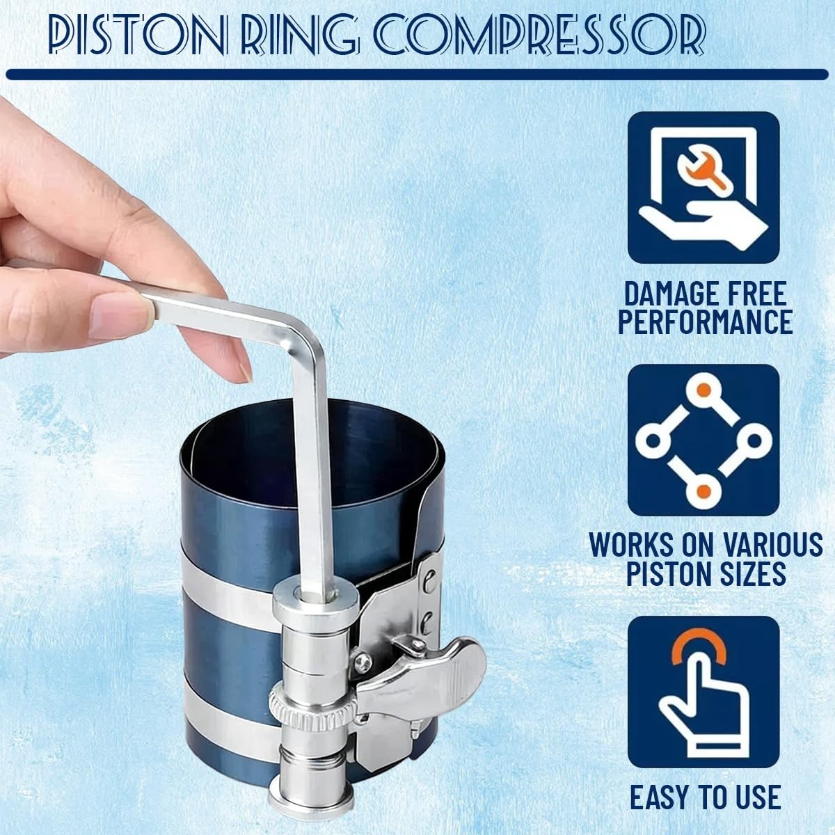 Piston Ring Compressor Tool Adjustable 2-1/8″ to 7″ Auto Engine Installer
