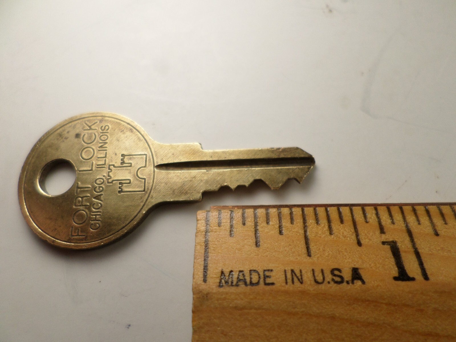 Vintage Brass FORT Lock Castle Key 54G No. # 309 Chicago IL