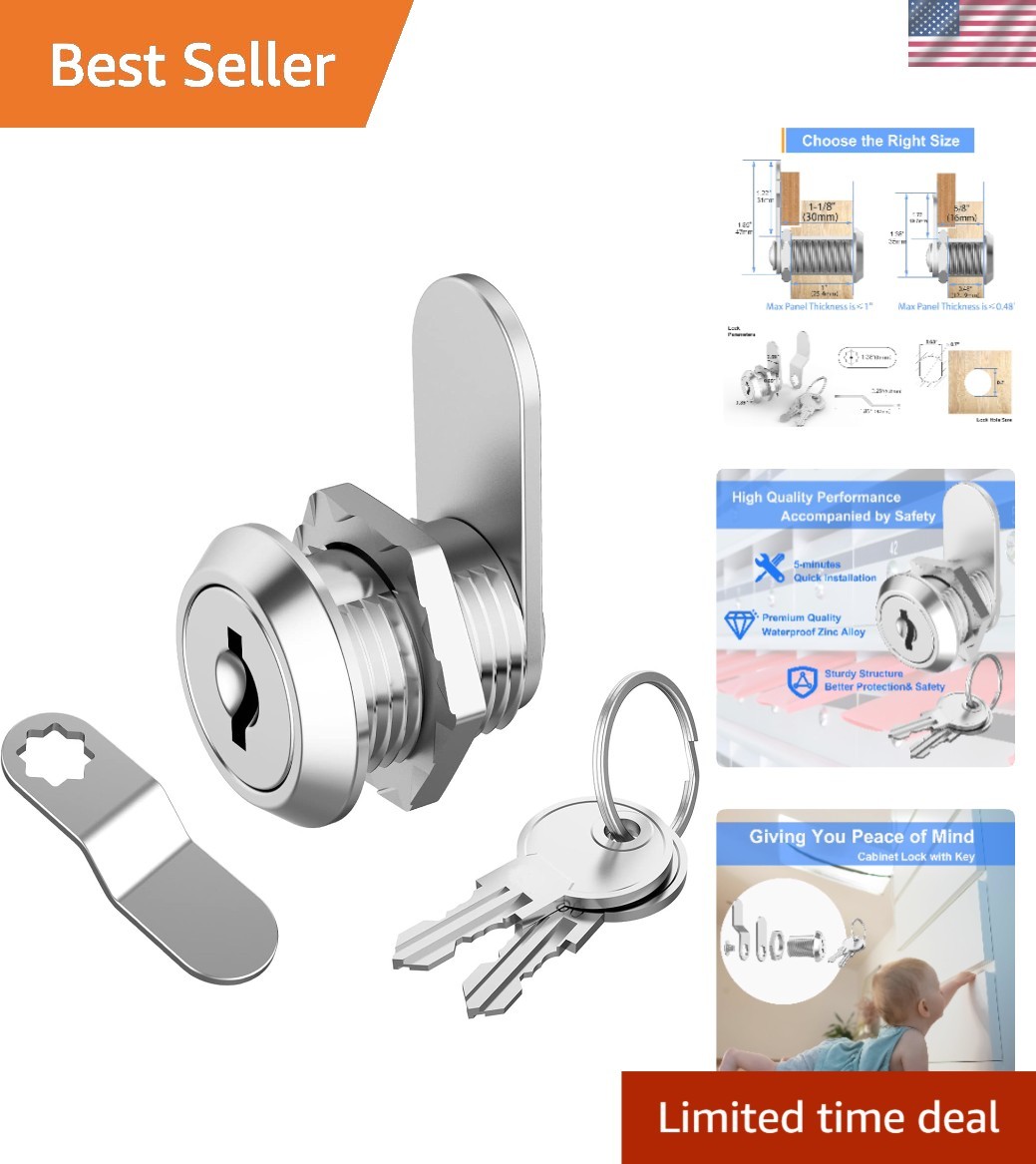 Zinc Alloy Cabinet Lock with 2 Keys – Easy Installation 5/8″ Secure Lock