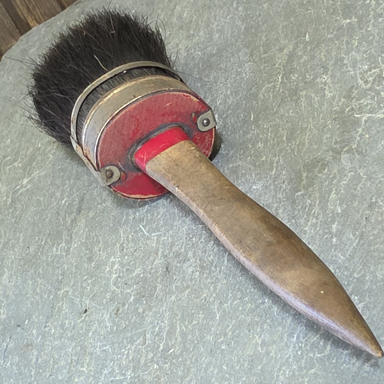 Antique Round Sash Paint Brush Primitive Pointed Wood Handle Black Paintbrush