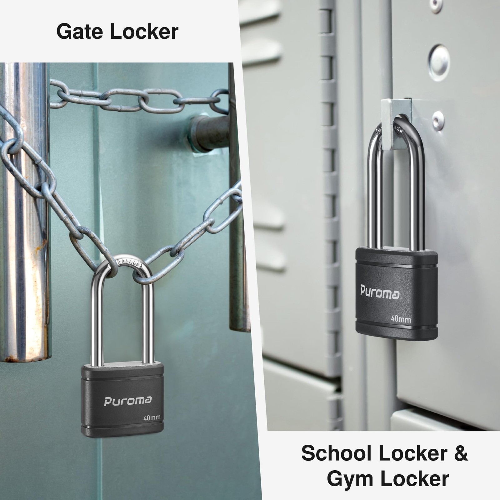 Puroma 2 Pack Keyed Padlock with 3 Keys, 2.5 Inch Locker Lock Inch, Black