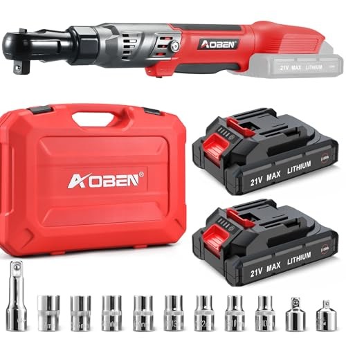 AOBEN Cordless Ratchet Wrench 21V 1/2″ Brushless 74 Ft-Lbs Kit
