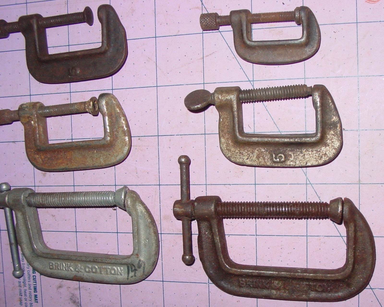 Vintage C Clamp Lot Of 6 Bench Vise Hold Mixed Small Mini Tool Lot