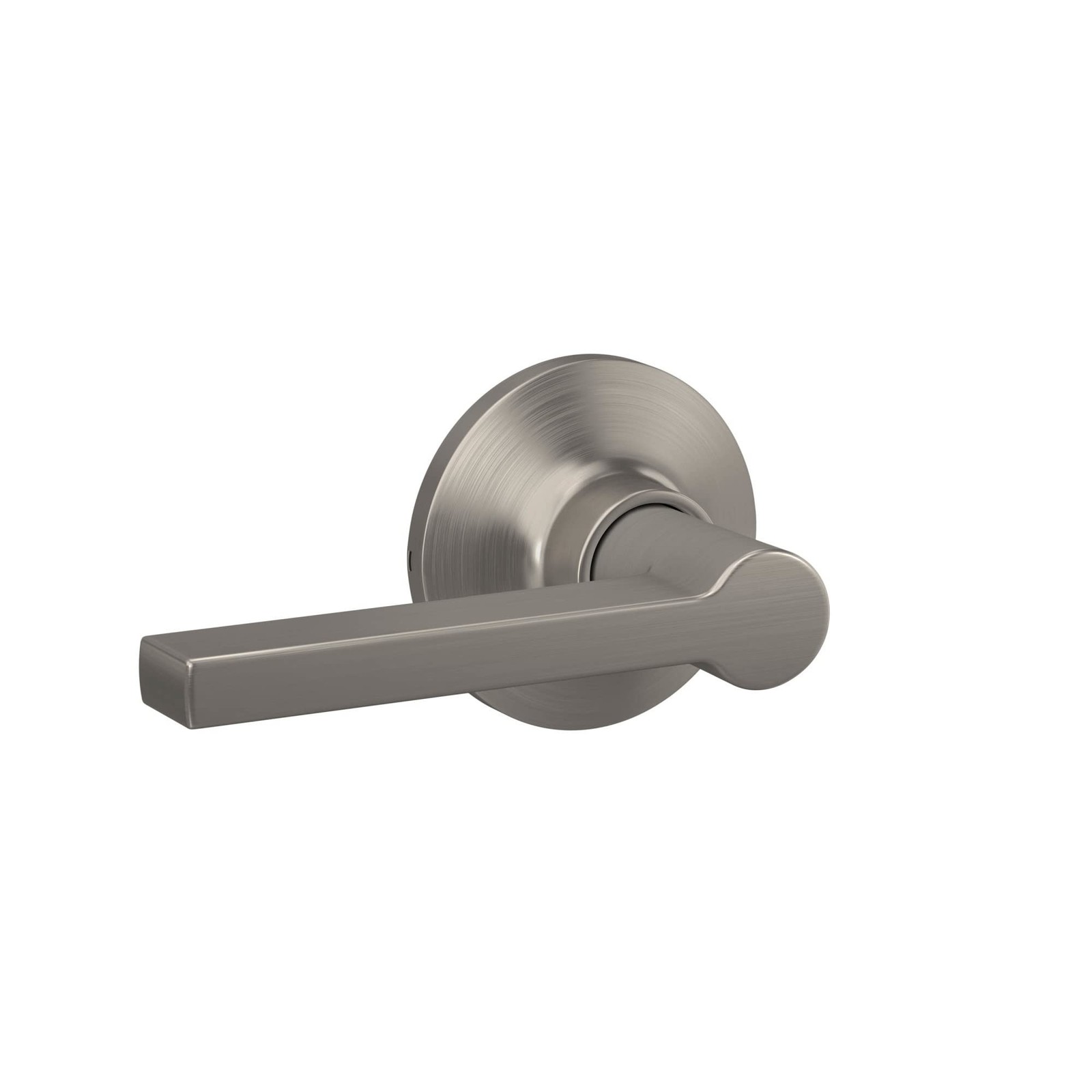 Straight Lever with Round Trim Hall and Closet Door Handle, Satin Nickel Finish