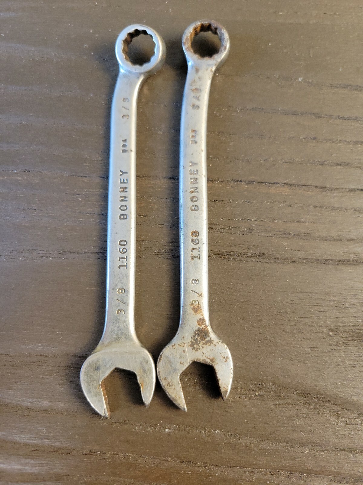 2 VINTAGE BONNEY 1160 3/8″ COMBINATION WRENCH ~ MADE IN USA