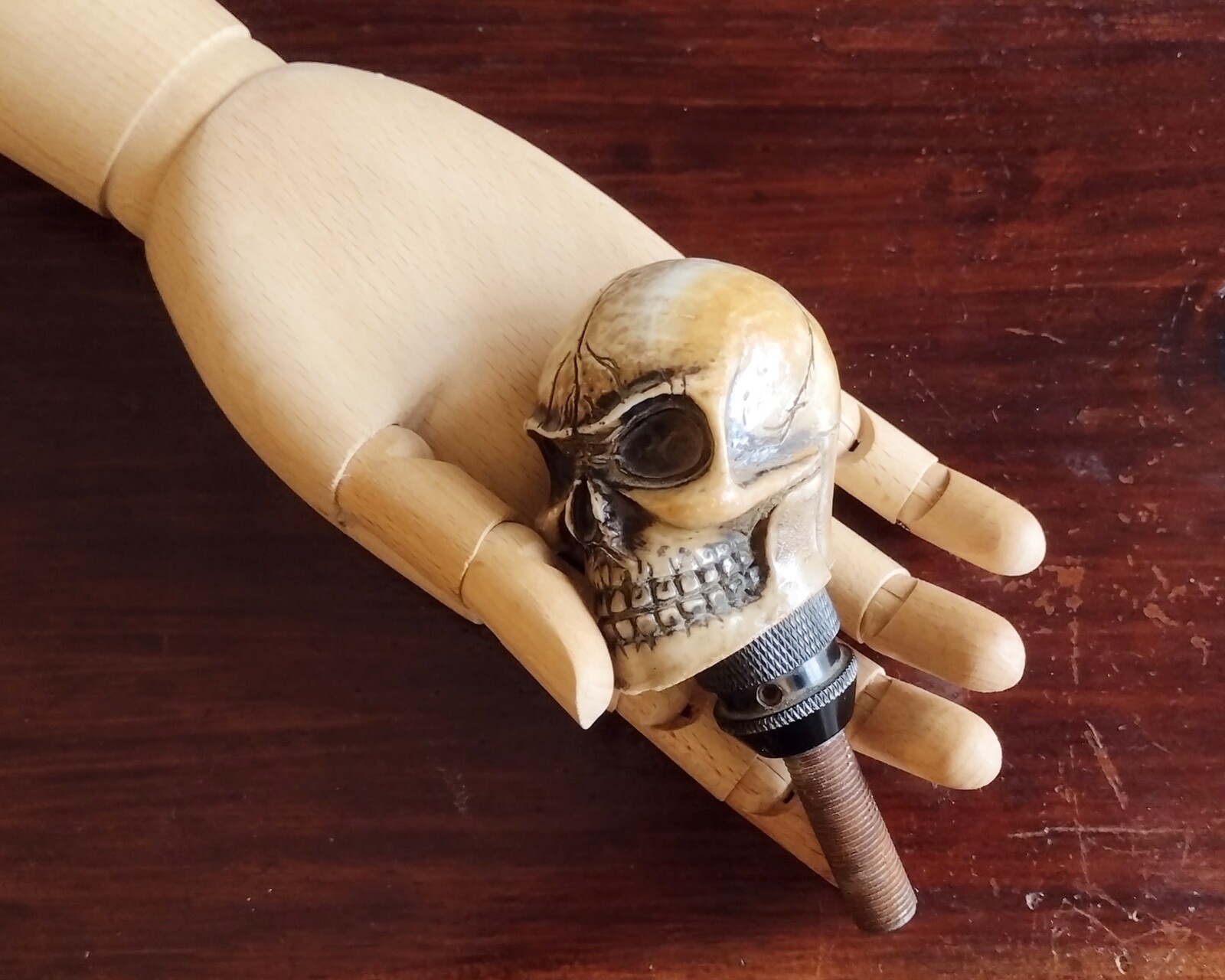 Skull on Threaded Post – Skull Knob – Auto Accessory Creepy – Heavy
