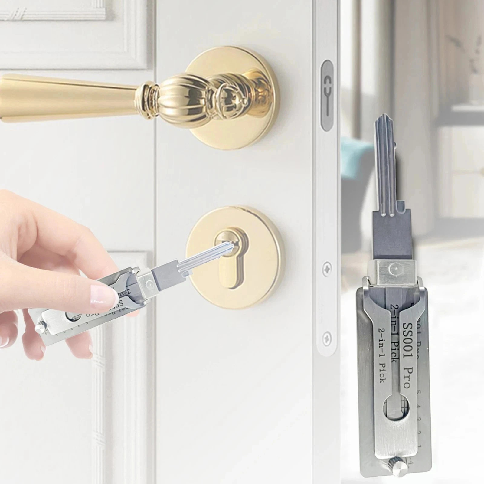 SS001 PRO 2-in-1 Stainless Steel master Key Decoder Portable Lock Tool Kit 1 Pc