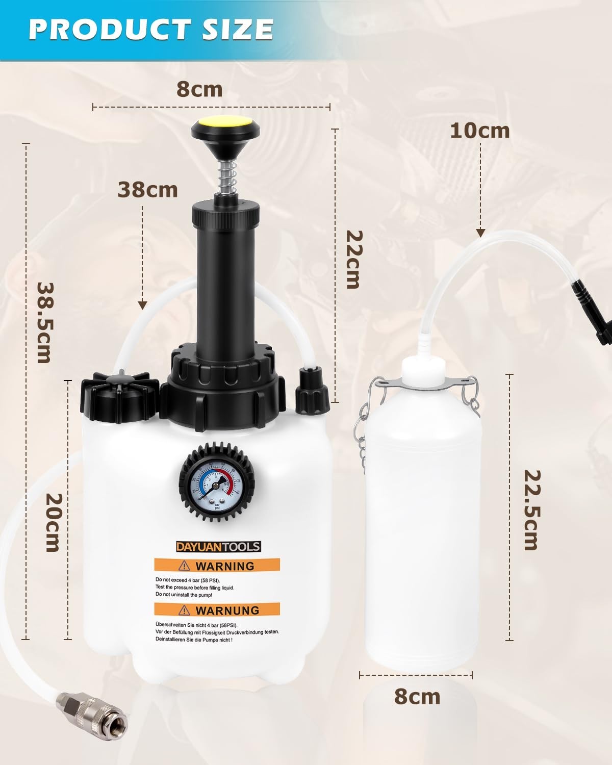 3L Hand Brake Fluid Bleeder Kit | One-Man Tool, Quick Release Chuck, E20 Adapter