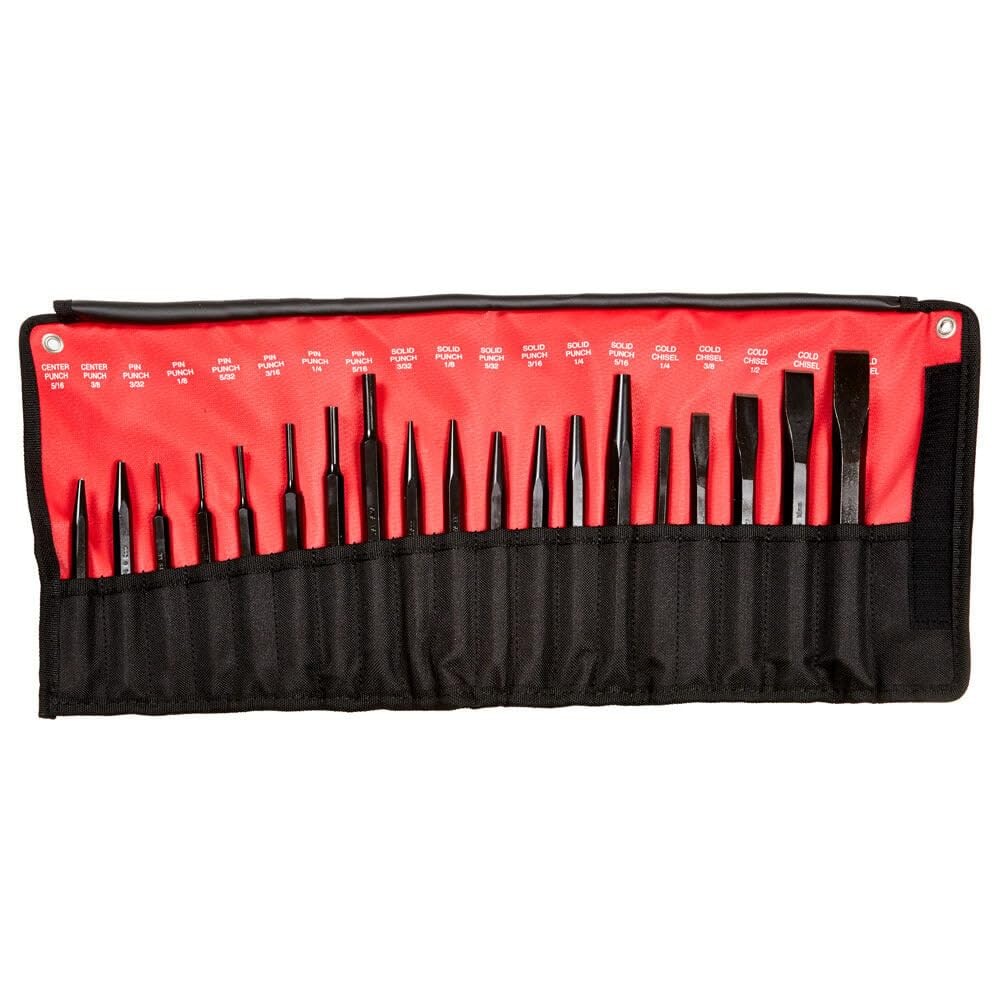 Mayhew Tools 61019 Punch and Chisel Set, 19Piece, Black Oxide Finish