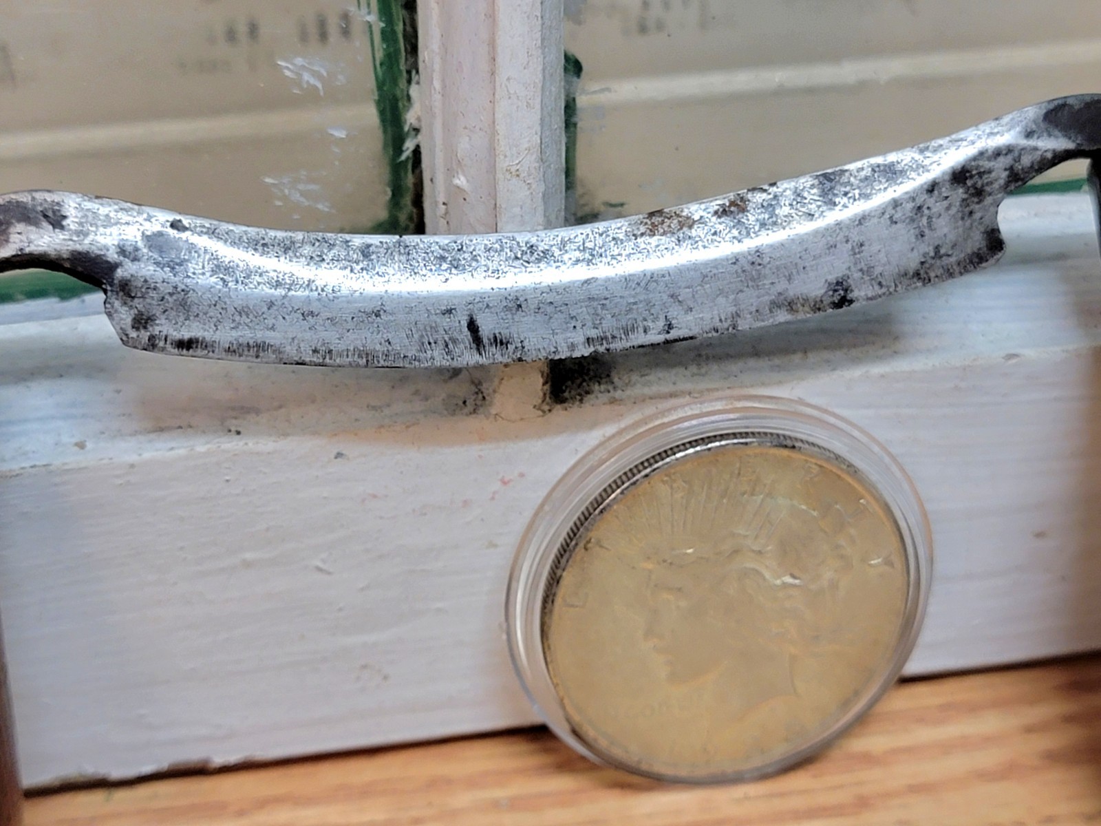 Nice Hand Made Miniature Drawknife w/ 3 1/4″ Wide Edge Wood Handles Knurled Caps