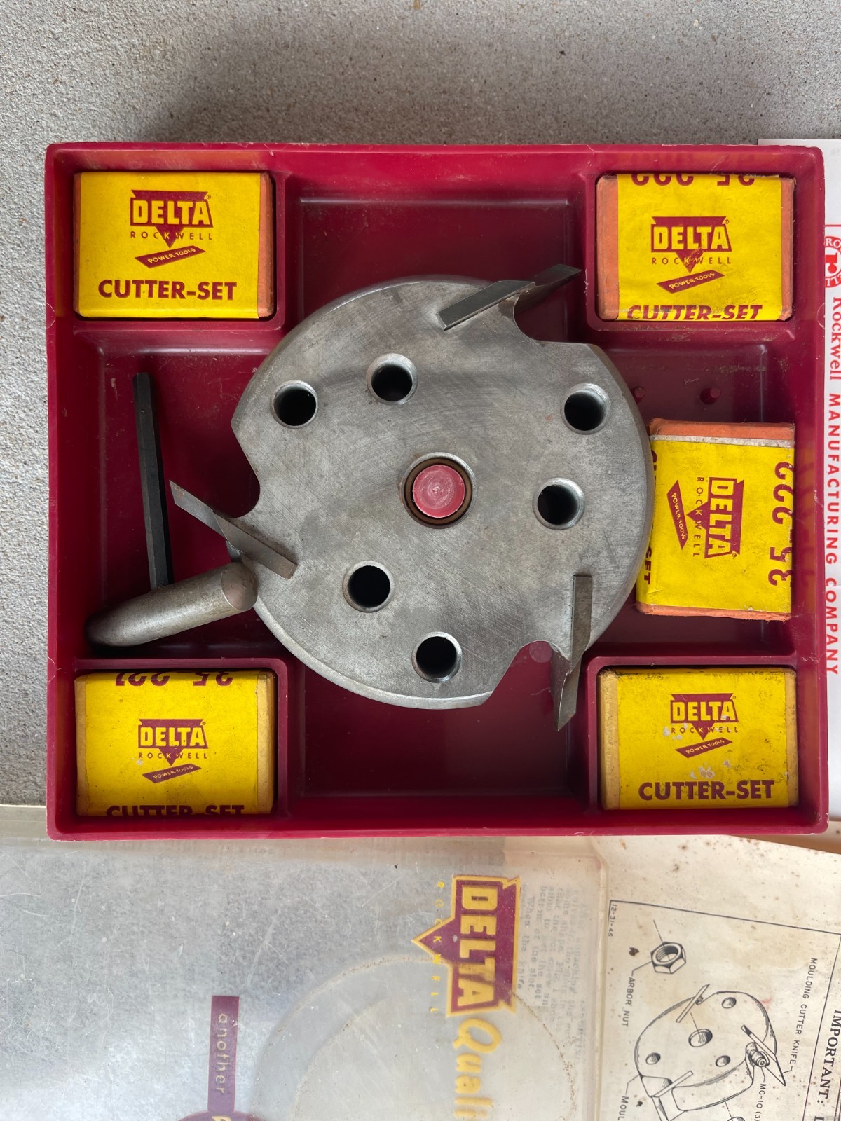 Vintage Rockwell Delta PM-1652 Molding Cutter Head w/Blades, Tool & Instructions