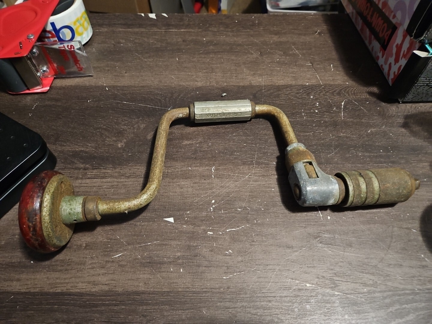 VINTAGE CRAFTSMAN HAND BRACE/DRILL WITH HARDWOOD HEAD