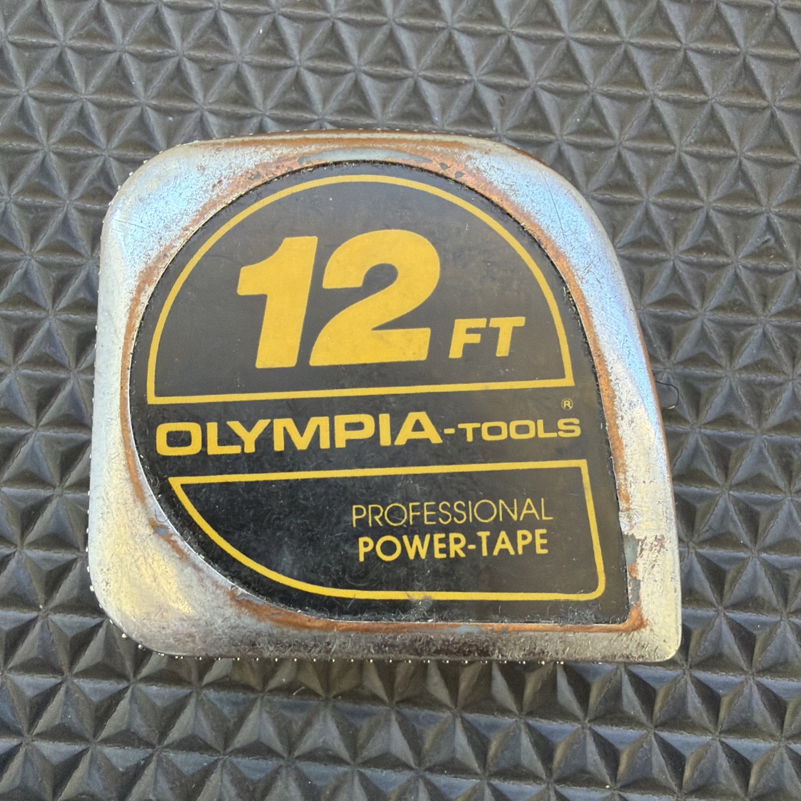 Vintage Olympia Tape Measure 12 Ft Retractable & Locks 2.5” Case Taiwan