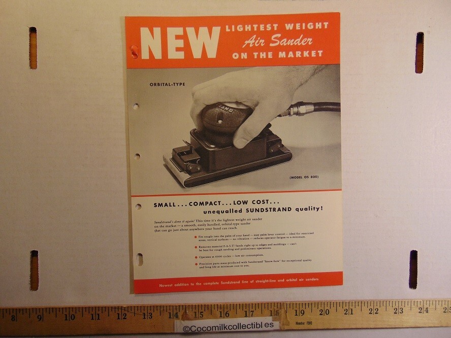 Vintage New Lightest Weight Air Sander Sundstrand-American Brochure Rockford IL