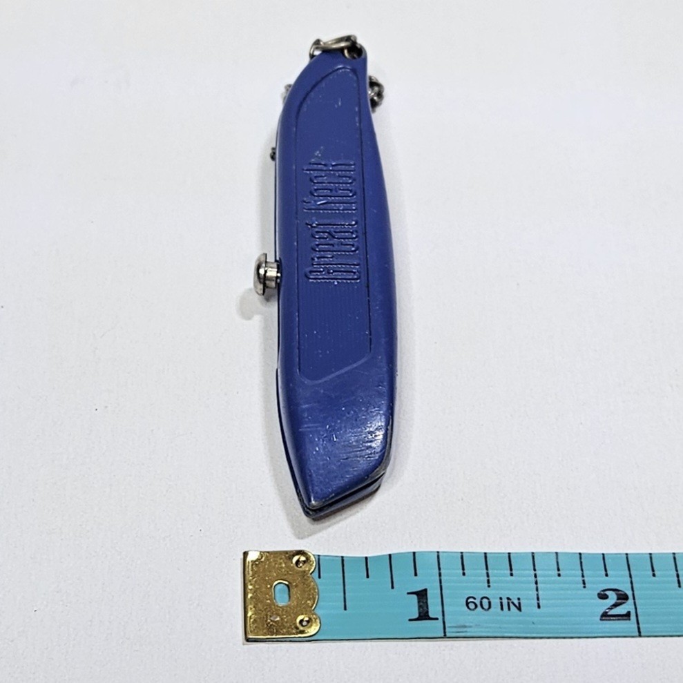 Vtg Great Neck Box Cutter Keychain Knife Made In USA Blue Metal