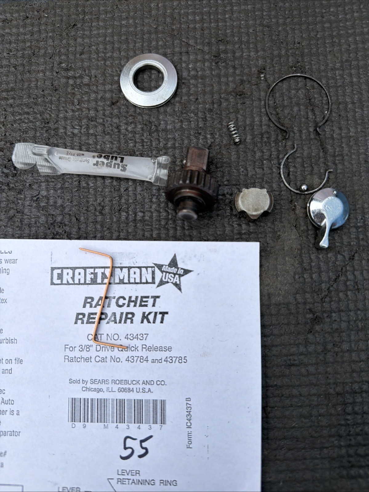 Sears CRAFTSMAN 3/8″ Drive 43437 RATCHET REPAIR KIT For 43784 43785 See Notes