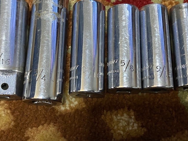 Lot of 20 Powr-Kraft 1/2″ & 3/8″ Dr 12 Pt Deep Well Sockets & Extensions
