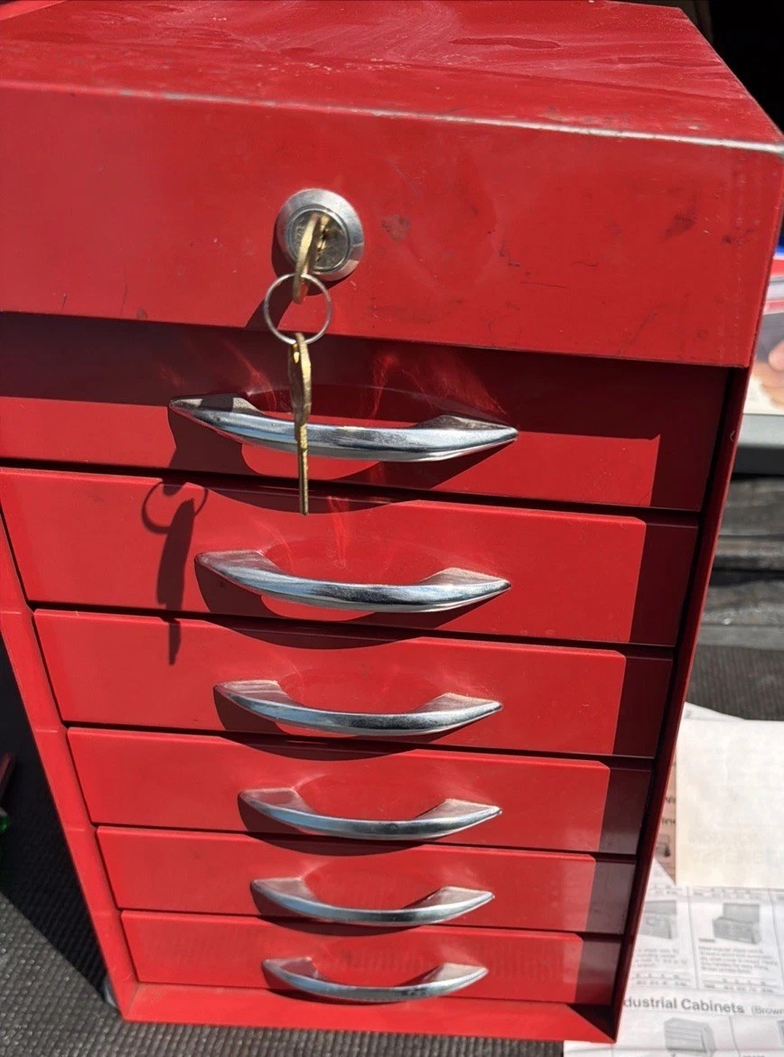 Waterloo TOOLS USA Craftsman STYLE Side Caddy Toolbox Red 6 Drw 2 Keys & Bracket