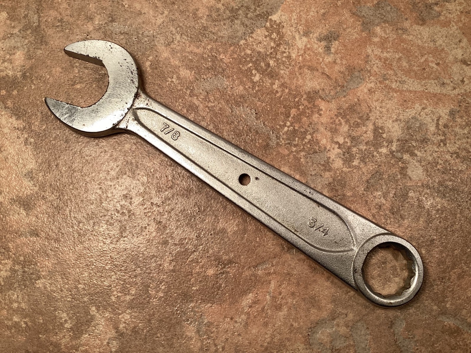 Vintage Combination Wrench SAE 3/4″ and 7/8″ Satin 7-1/2″ Length Forged in USA