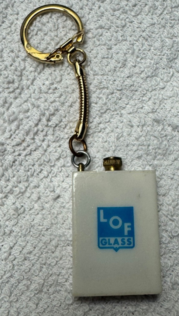 LOF Glass Permanet Match Key Chain Vintage Libbey-Owens-Ford