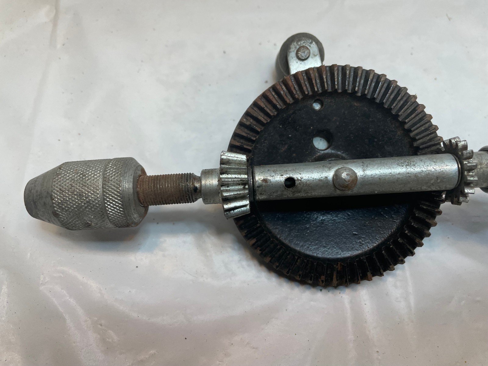 Vintage Antique Hand Drill Wood Handle 11″