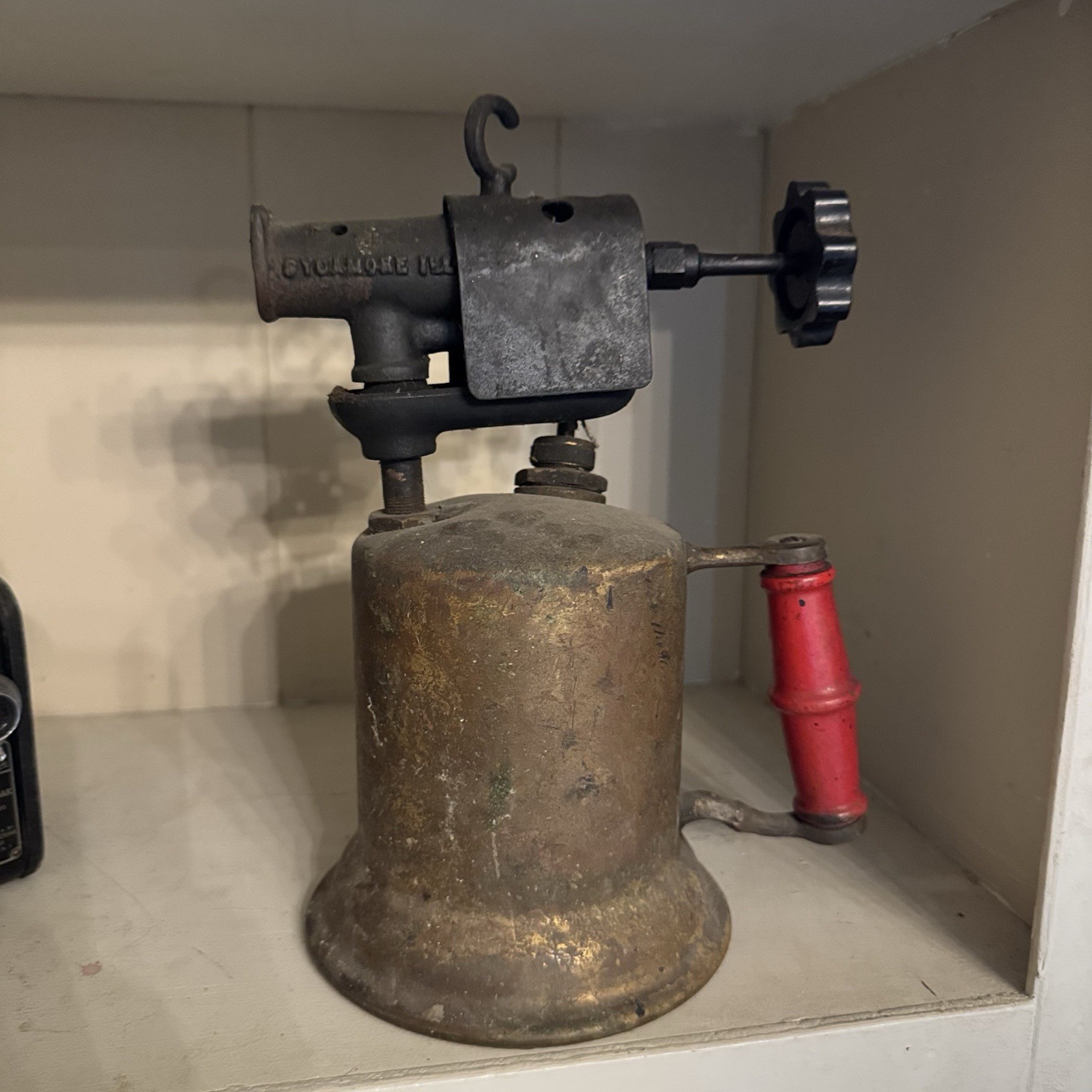 Turner Brass Works Vintage Gasoline Blowtorch Red Handle Turner Cleveland, O.