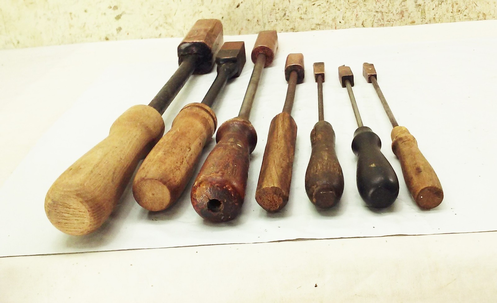 Vtg Antique Copper Soldering Irons wood handle Blacksmith Sheet Metal Tool LOT